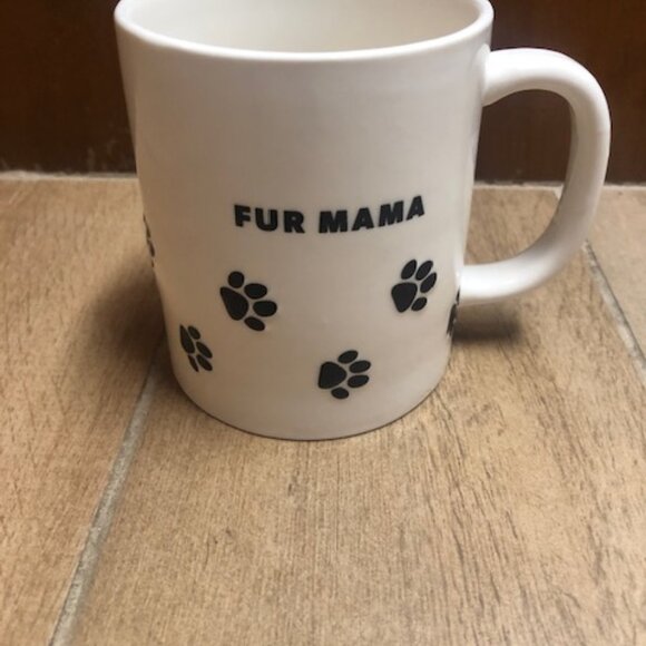 "Fur mama" paw print White with black coffee Mug/ cup - Picture 3 of 5